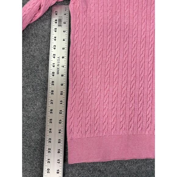 Talbots Pink Cableknit 100% cotton women's turtleneck Size S - Picture 8 of 8